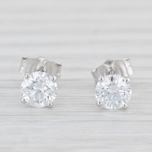 Light Gray New 0.80ctw Lab Created Diamond Stud Earrings 14k White Gold Round Solitaires