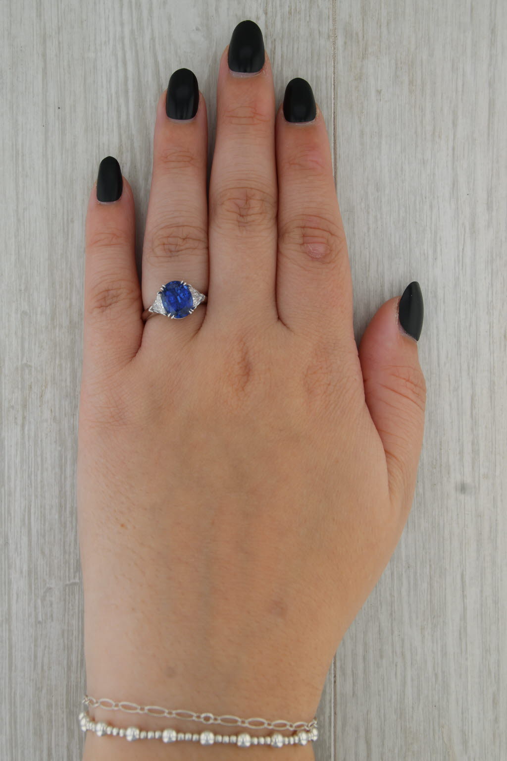 GIA 5.36ctw Oval Blue Sapphire Diamond Ring 950 Platinum Size 6.5 Engagement