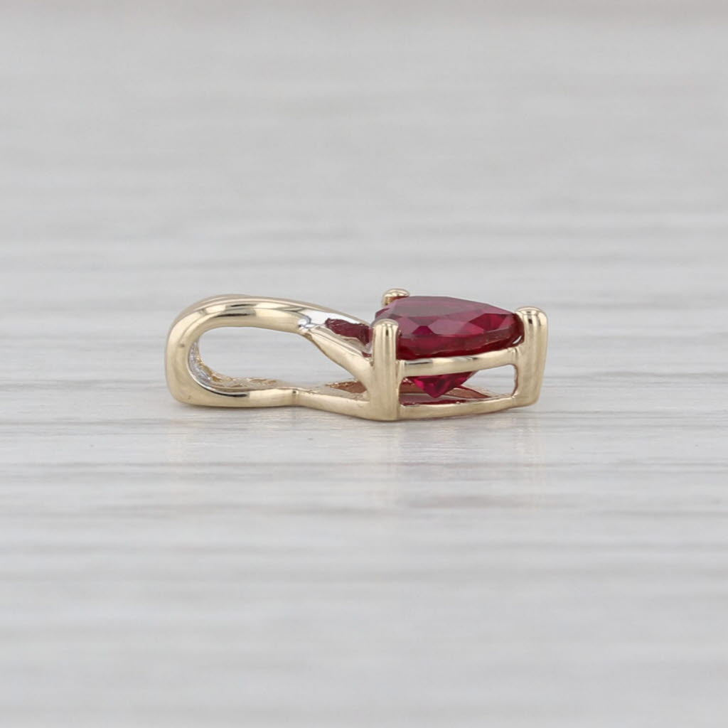 0.50ct Lab Created Ruby Heart Pendant 10k Yellow Gold Small Drop
