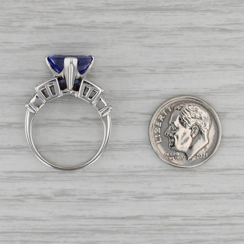 5.44ctw Trillion Tanzanite Diamond Ring 18k White Gold Size 7 Cocktail