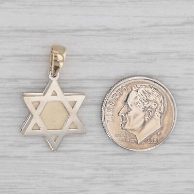 Gray Hebrew Star of David Chai Pendant 14k Yellow White Gold Moves Judaica Reversable