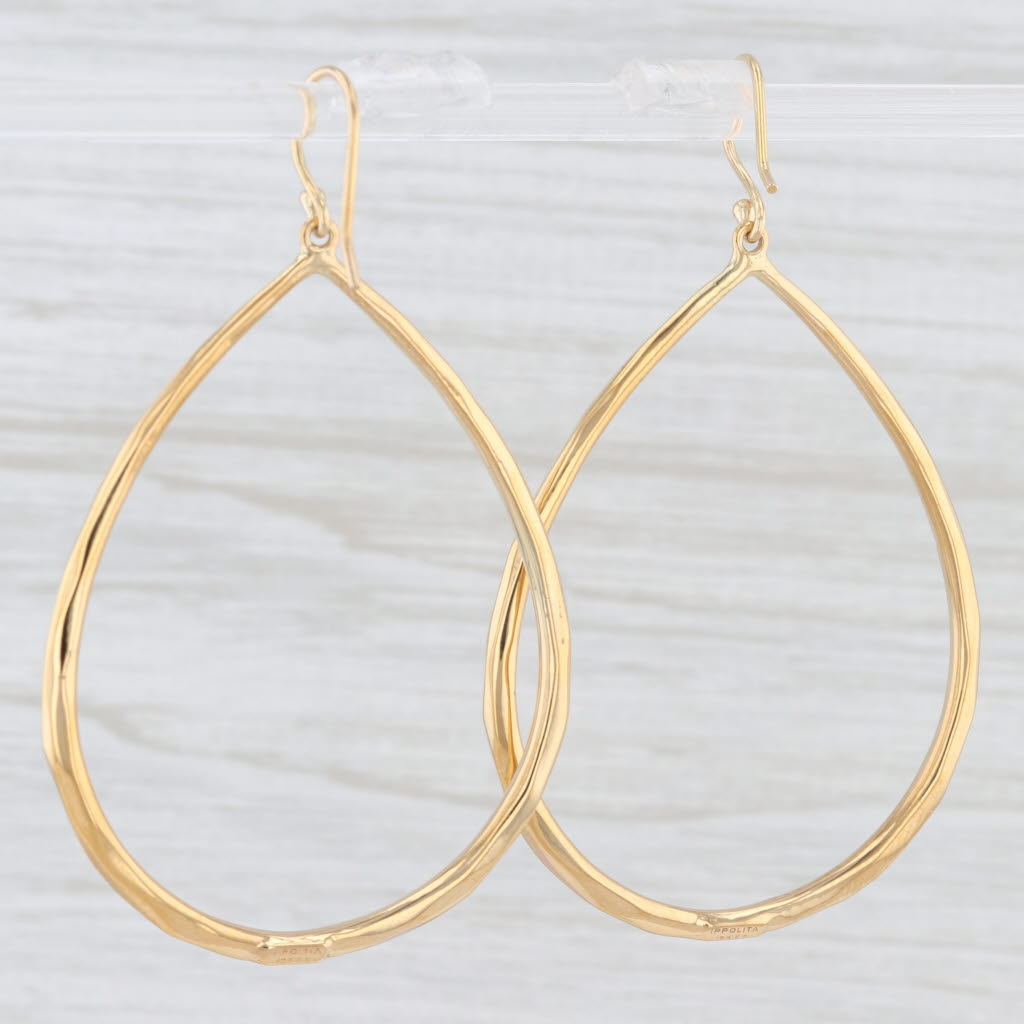 Light Gray Ippolita Glamazon Teardrop Earrings 18k Yellow Gold Hook Posts