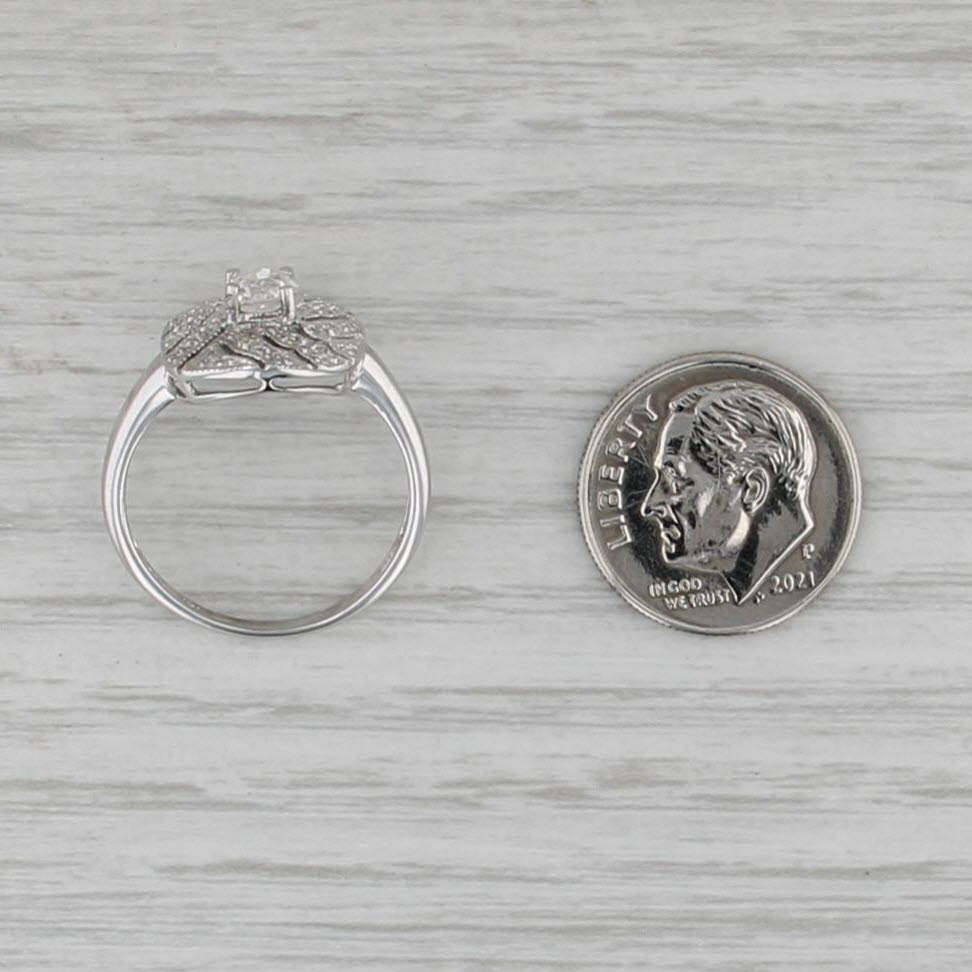 0.59ctw Diamond Engagement Ring 14k White Gold Size 7.25 Pave Openwork