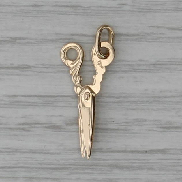 Scissors that Move Charm 14k Gold Small Pendant Hair Stylist Seamstress Gift