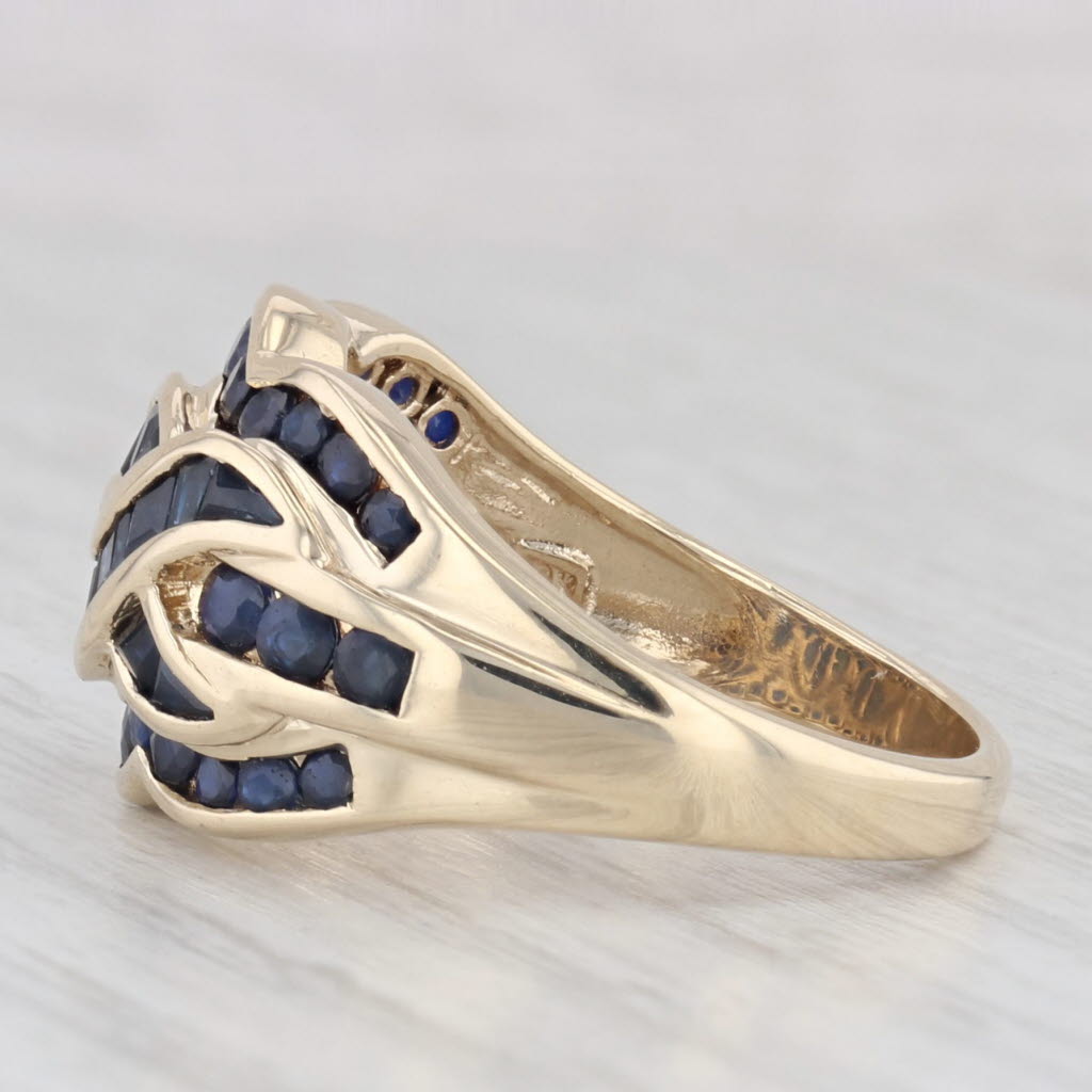 Light Gray 2.25ctw Blue Sapphire Knot Ring 10k Yellow Gold Size 7.25