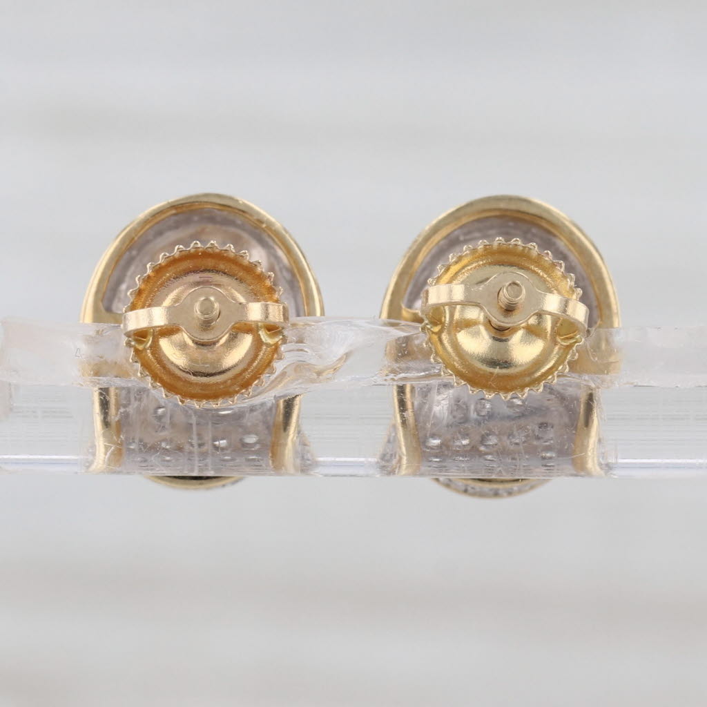 0.62ctw Diamond Cluster Hidden Halo Stud Earrings 10k Gold Screw Backs Studs