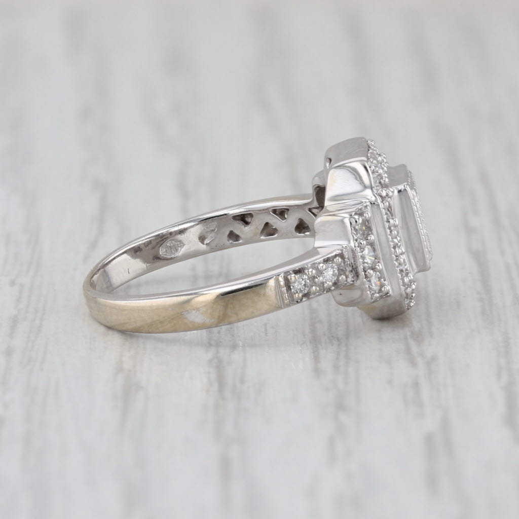 0.58ctw Princess Diamond Halo Engagement Ring 14k White Gold Size 6