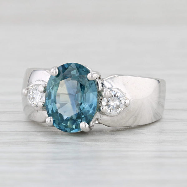 Light Gray 2.70ctw Oval London Blue Sapphire Diamond Ring 14k White Gold Size 4.25
