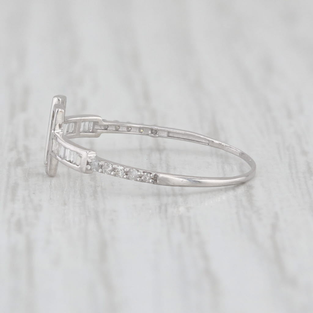 0.15ctw Diamond Open Top T Ring 18k White Gold Size 6.5 Adjustable