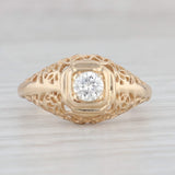 Light Gray 0.23ct Diamond Solitaire Engagement Ring 14k Yellow Gold Size 5 Openwork
