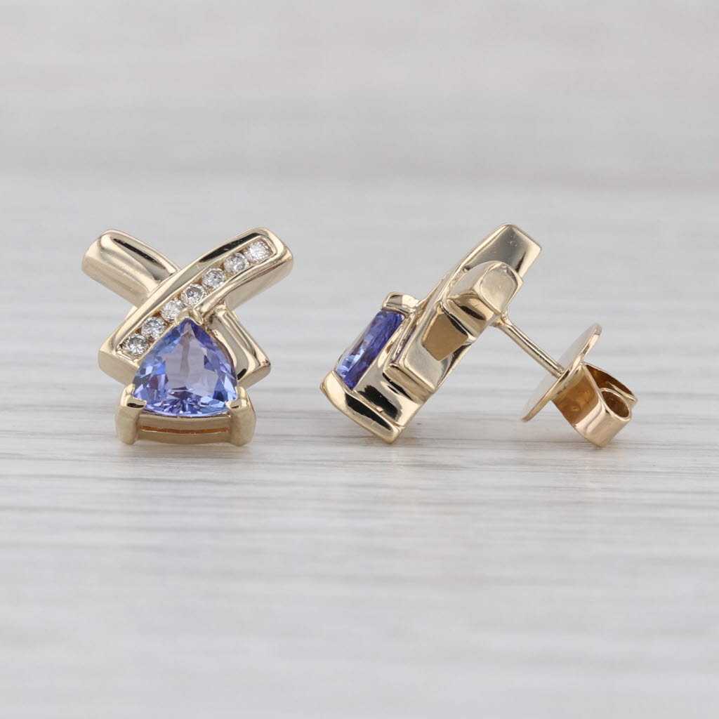 1.63ctw Tanzanite Diamond X Drop Earrings 14k Yellow Gold