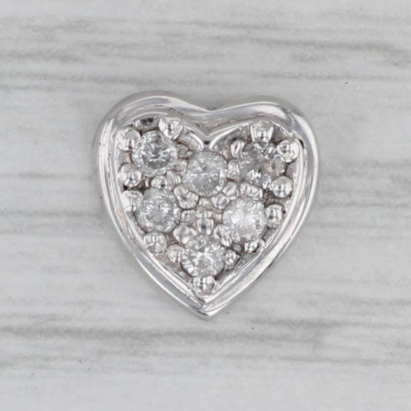 Gray 0.18ct Diamond Cluster Floating Heart Slide Pendant Charm 10k White Gold