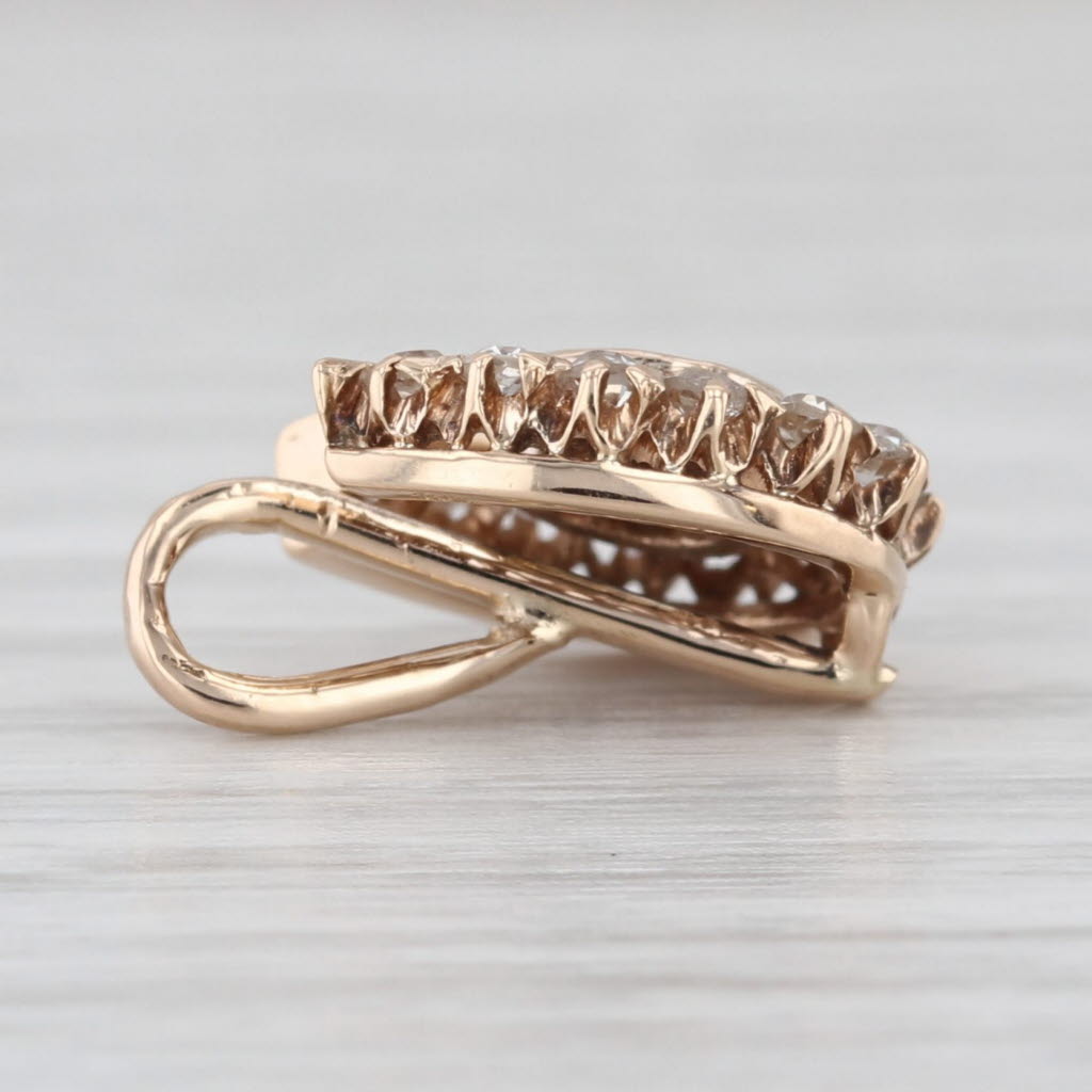 Antique 0.85ctw Horseshoe Pendant 10k Yellow Gold Stickpin Conversion