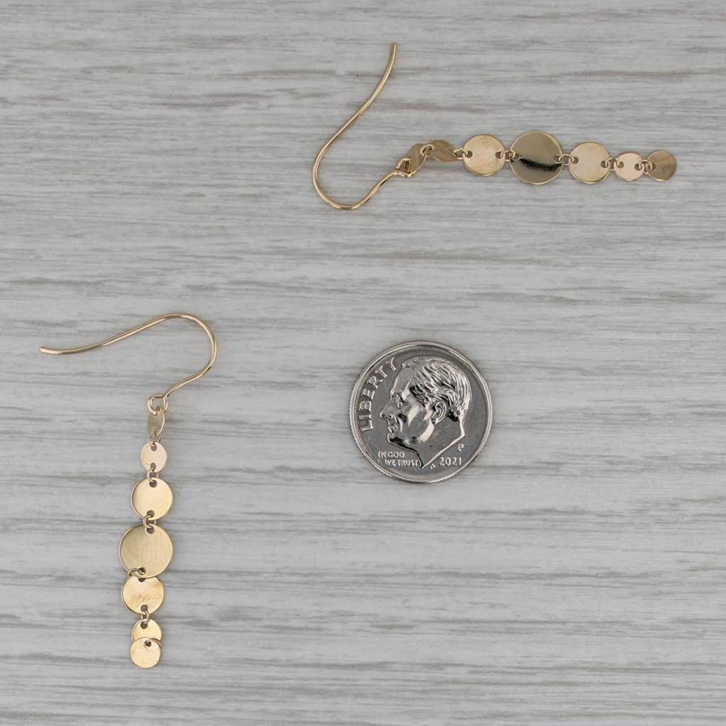 Dangling Discs Earrings 14k Yellow Gold Hook Posts