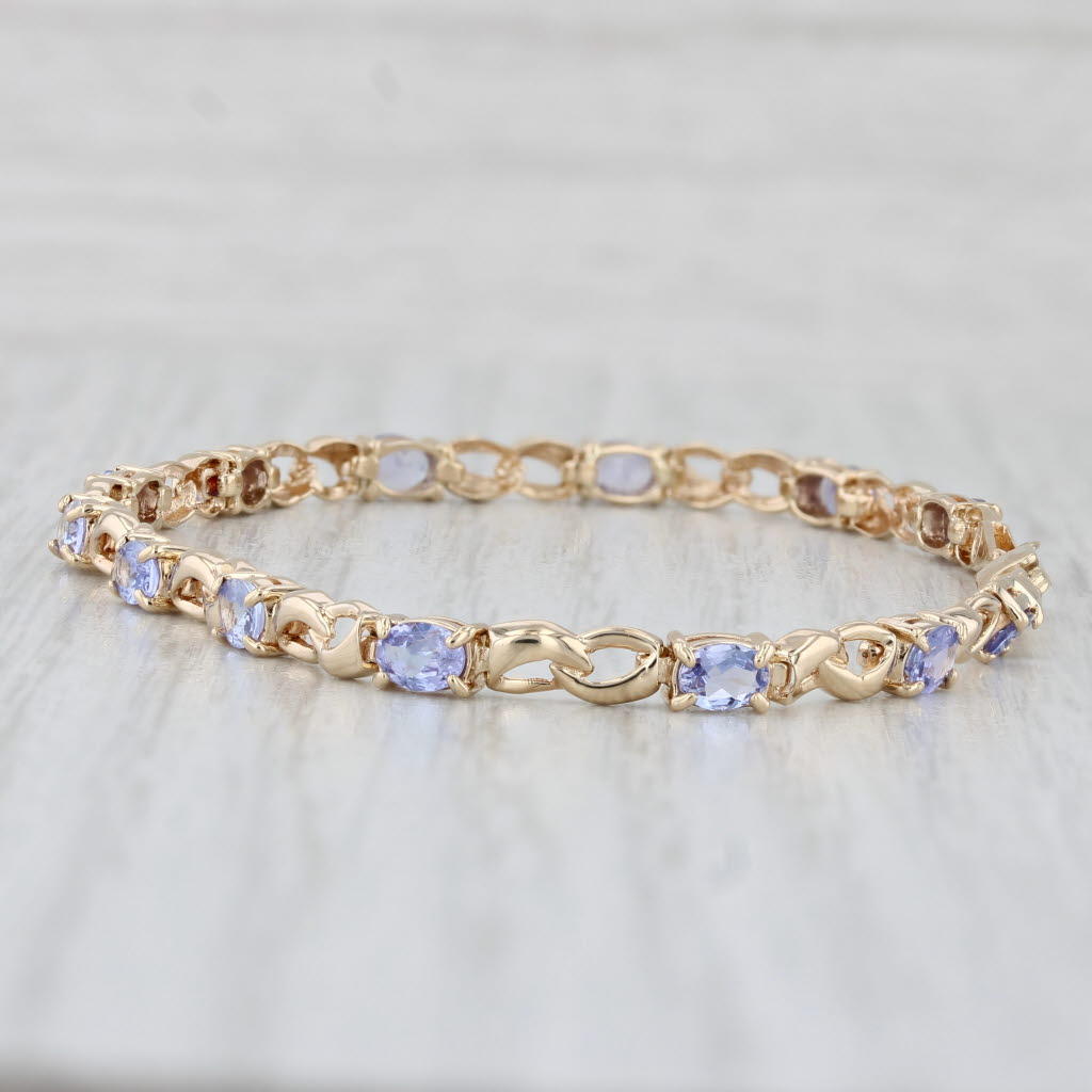 Light Gray 2.25ctw Tanzanite Tennis Bracelet 6.75" 10k Yellow Gold