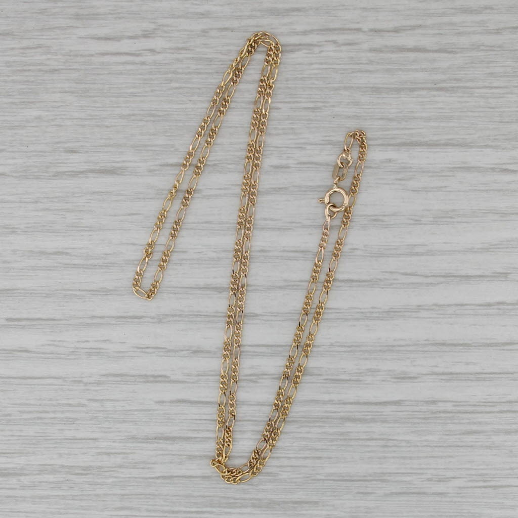 18" Figaro Chain Necklace 14k Yellow Gold 1.6mm Italian