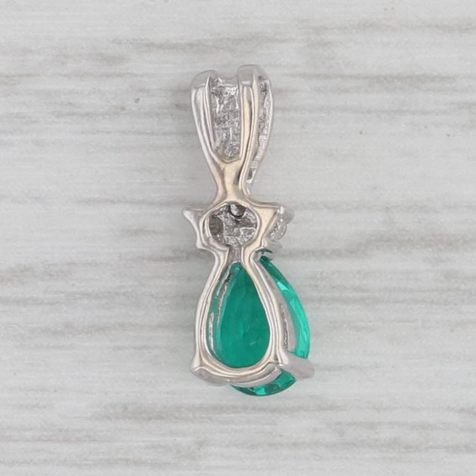 Gray 0.35ct Lab Created Emerald Teardrop Diamond Pendant 14k White Gold