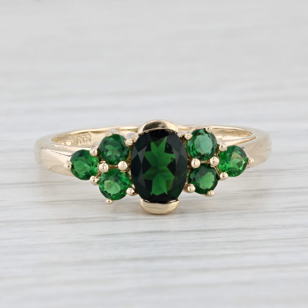 Light Gray 1.64ctw Green Chrome Tourmaline Ring 14k Yellow Gold Size 8