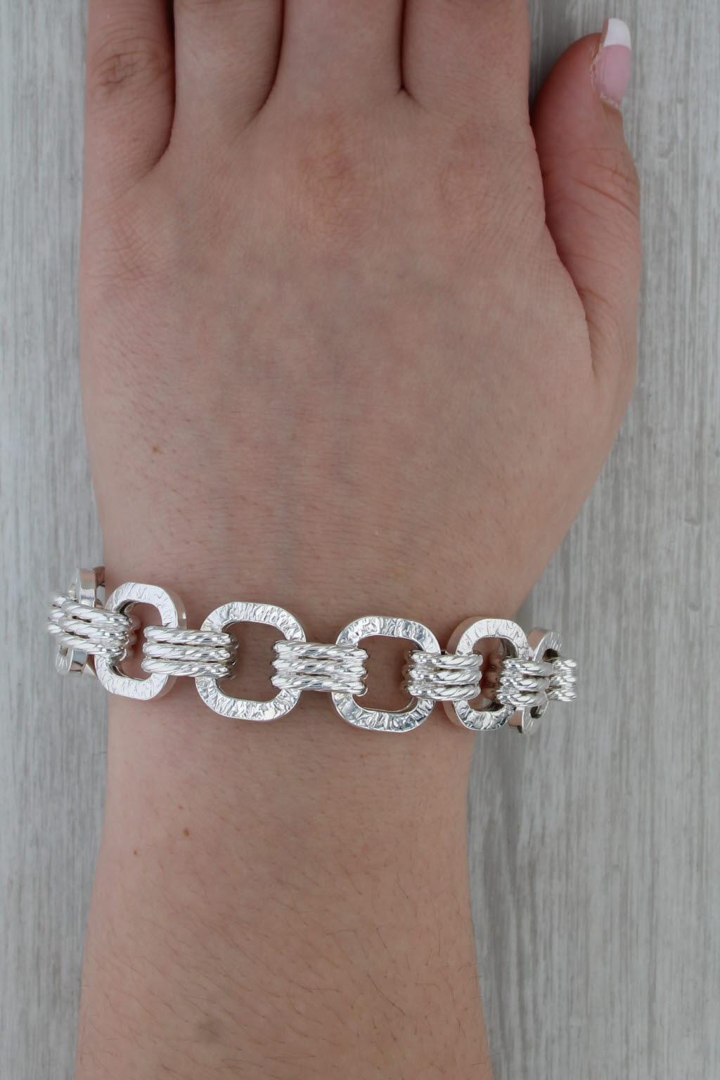 Cable Chain Statement Bracelet Sterling Silver 7" 17mm 925