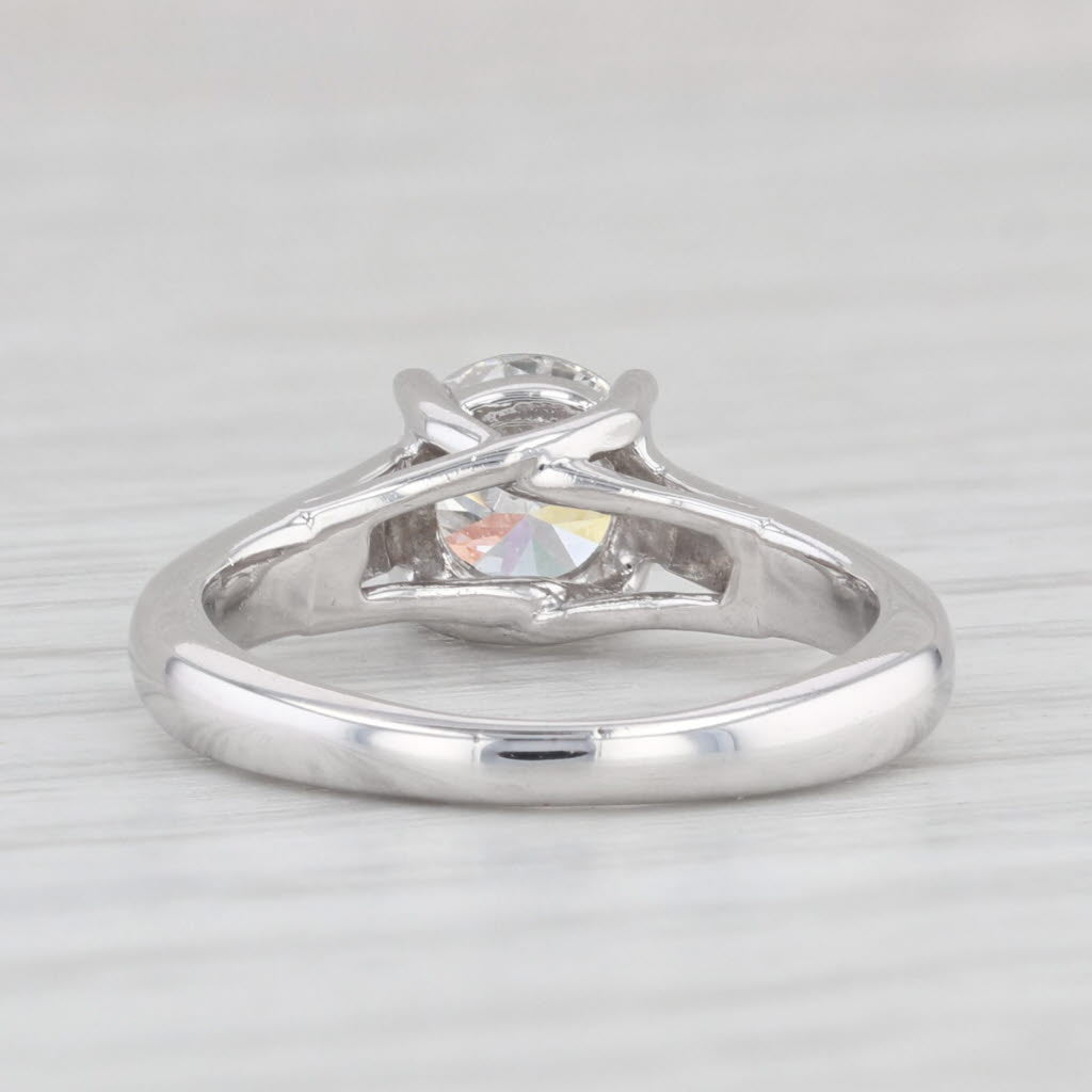 Light Gray 0.99ct Round Diamond Solitaire Engagement Ring Platinum 14k Gold Size 4.5