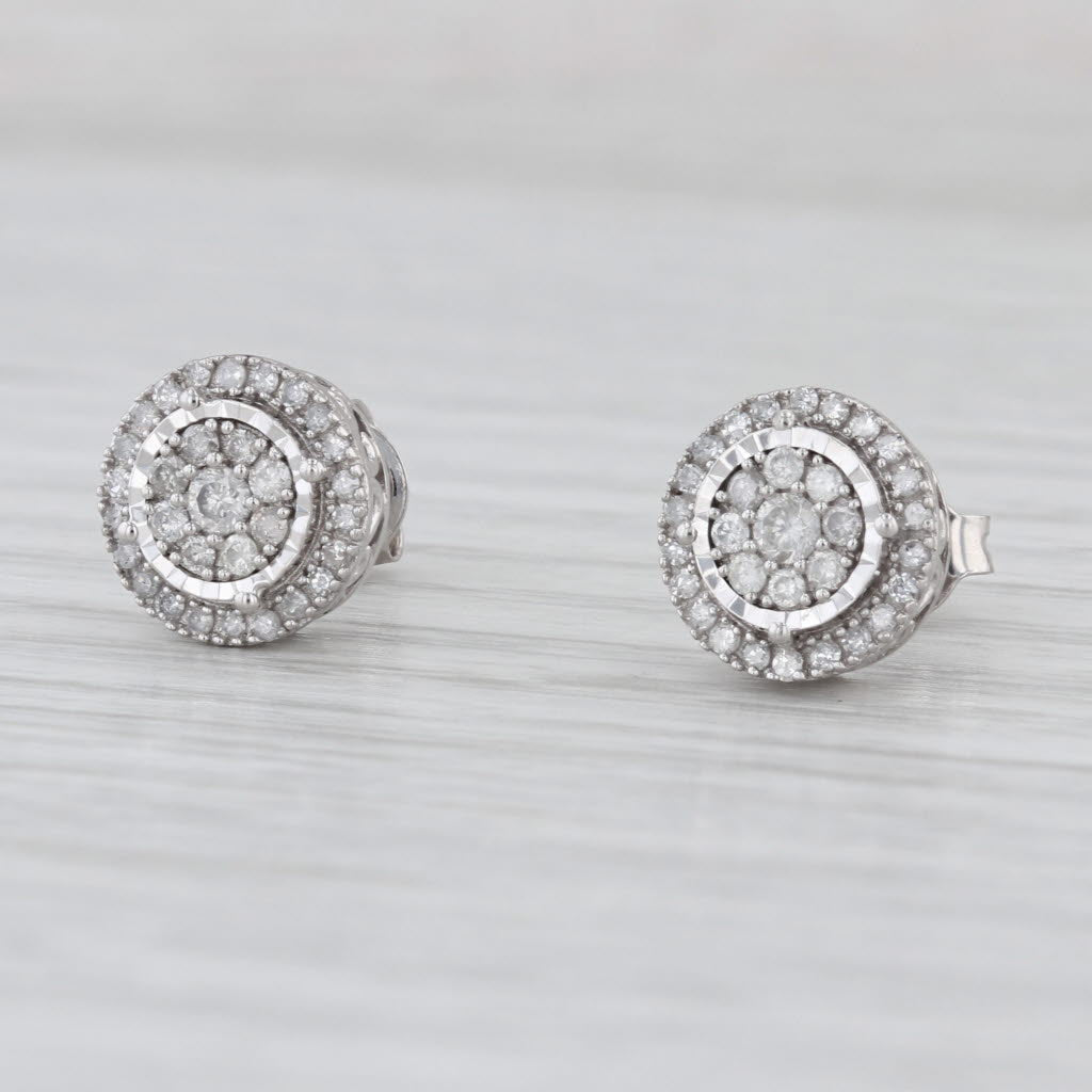 0.39ctw Diamond Cluster Halo Stud Earrings 10k White Gold 9.7mm