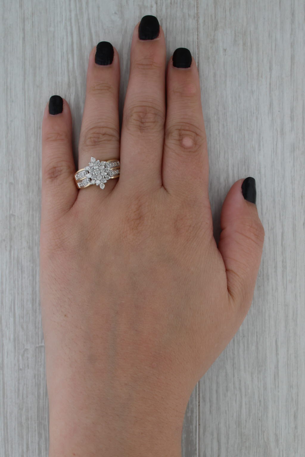 0.72ctw Diamond Cluster Ring 10k Yellow Gold Size 9 Engagement