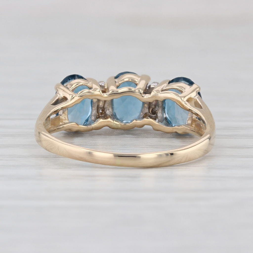 3.02ctw 3-Stone Blue Topaz Diamond Ring 14k Yellow Gold Size 9.25