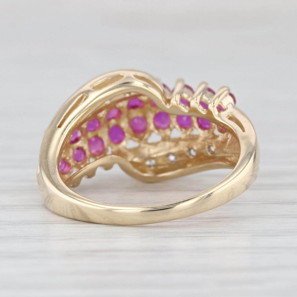 1.35ctw Ruby Diamond Tiered Bypass Ring 14k Yellow Gold Size 6