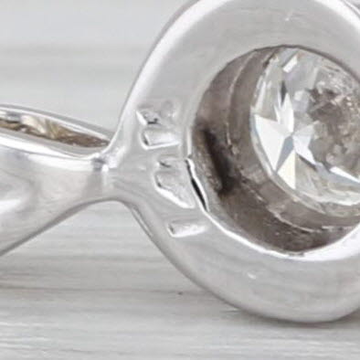 0.13ct Round Diamond Solitaire Pendant 14k White Gold Small Drop