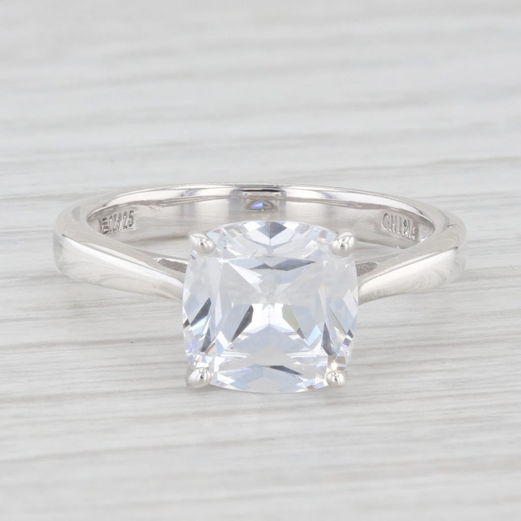 Light Gray 2.50ct Cushion Solitaire Cubic Zirconia Engagement Ring Sterling Silver Sz 7.25