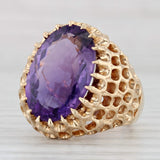 Light Gray Vintage 8.75ct Oval Amethyst Solitaire Ring 14k Yellow Gold Size 4.5