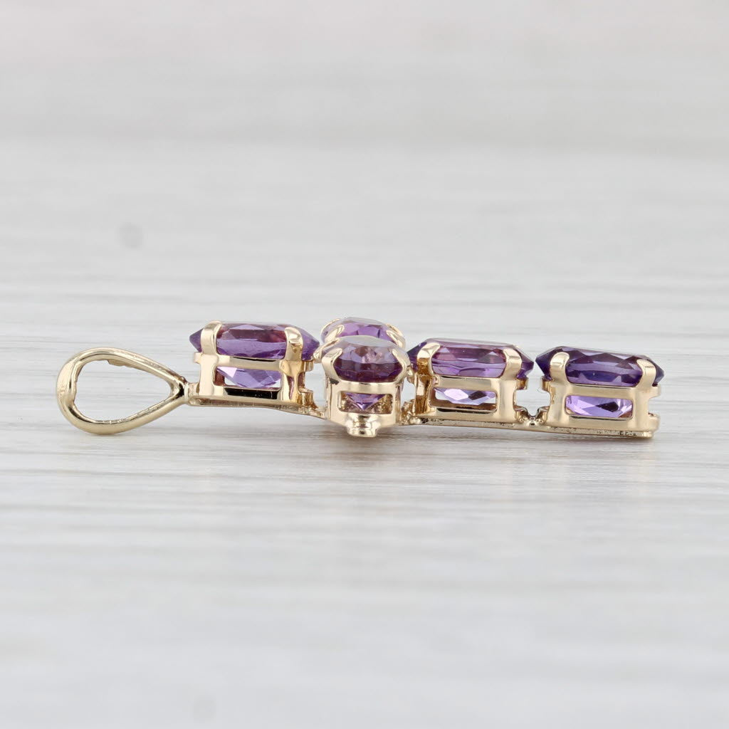 Light Gray 2.20ctw Amethyst Cross Pendant 10k Yellow Gold