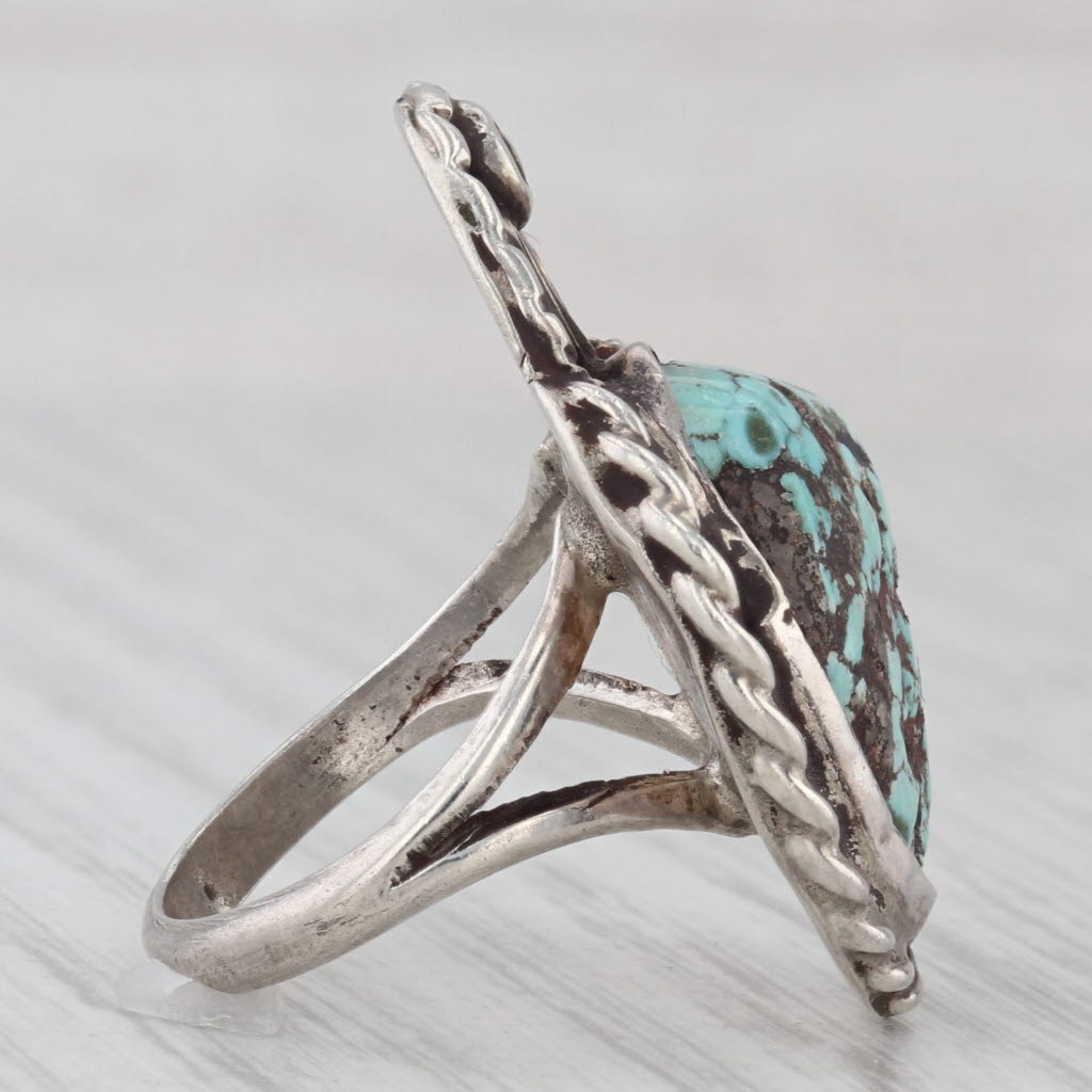 Vintage Native American Turquoise Ring Sterling Silver Statement Size 5.25
