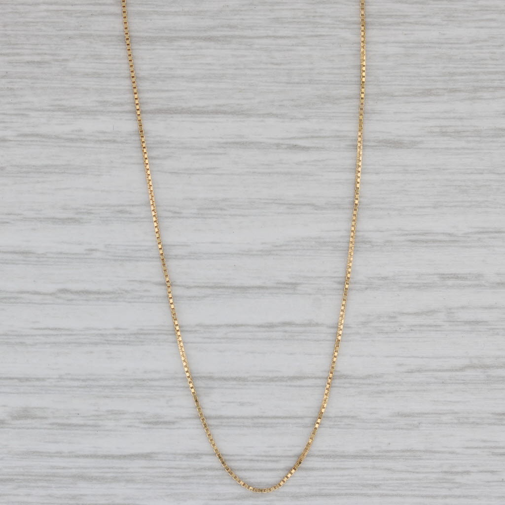 Gray Fine Box Chain Necklace 14k Yellow Gold 20" 0.6mm