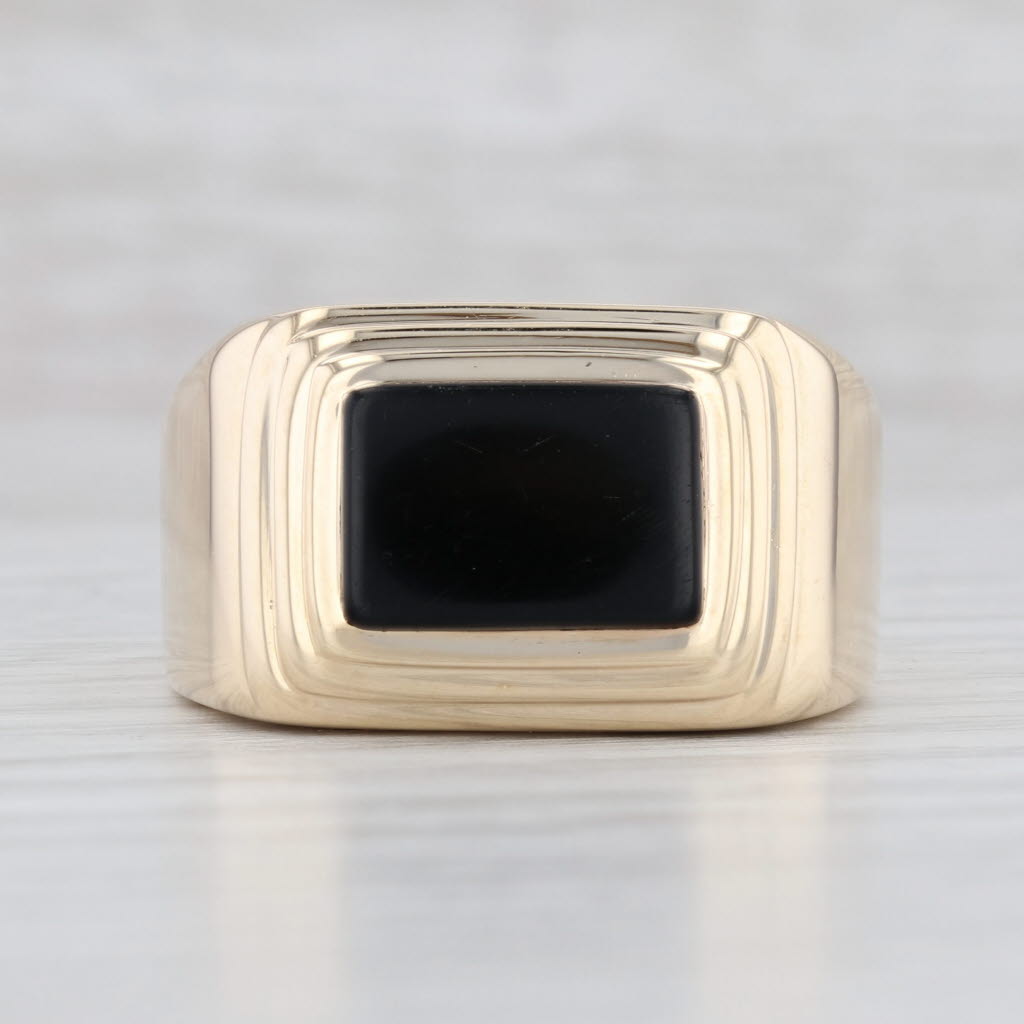 Light Gray Dolan Bullock Onyx Ring 14k Yellow Gold Size 11 Men's Vintage