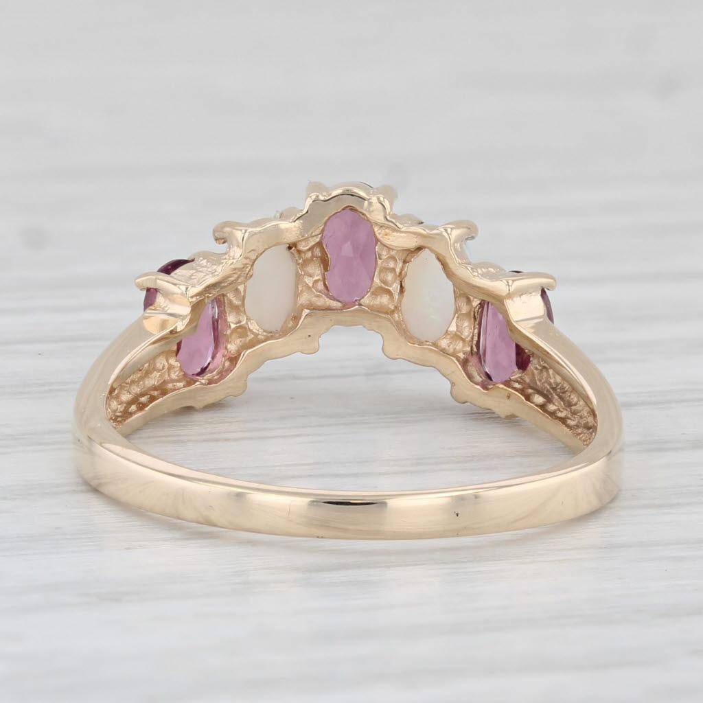 Light Gray Garnet Opal Contoured V Ring 10k Yellow Gold Size 7.75 Stackable Guard