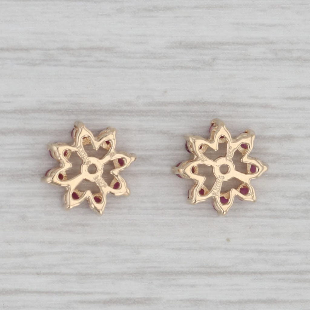 Gray 0.30ctw Ruby Flower Stud Earring Enhancers 14k Yellow Gold