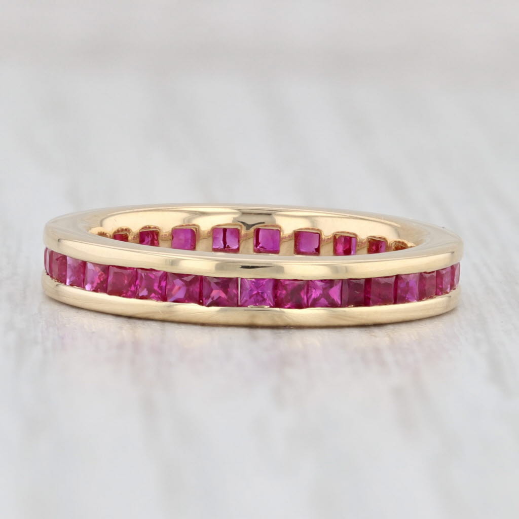 Light Gray 1.50ctw Ruby Eternity Band 18k Yellow Gold Size 6 Wedding Stackable Ring Spark