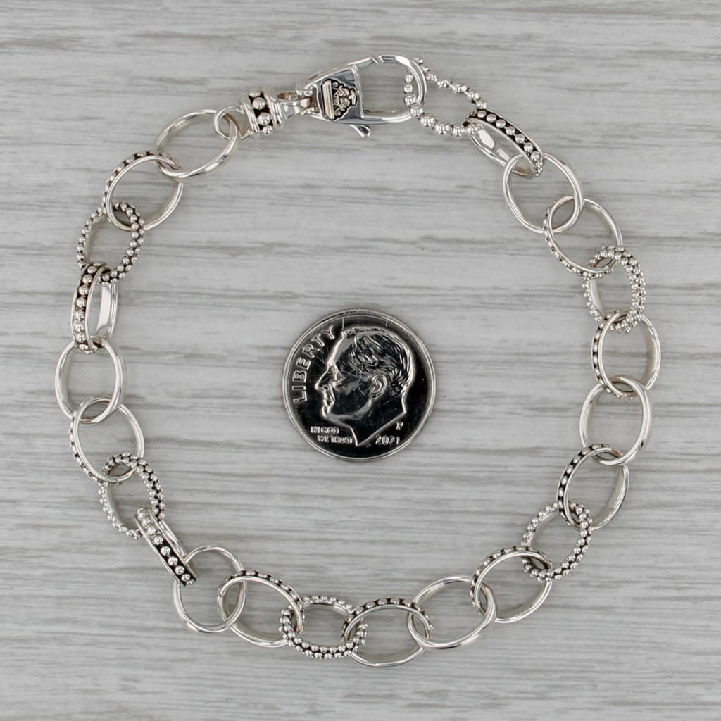 New Lagos Caviar Cable Chain Bracelet Sterling Silver w/ Pouch Card 7.75" 8.7mm