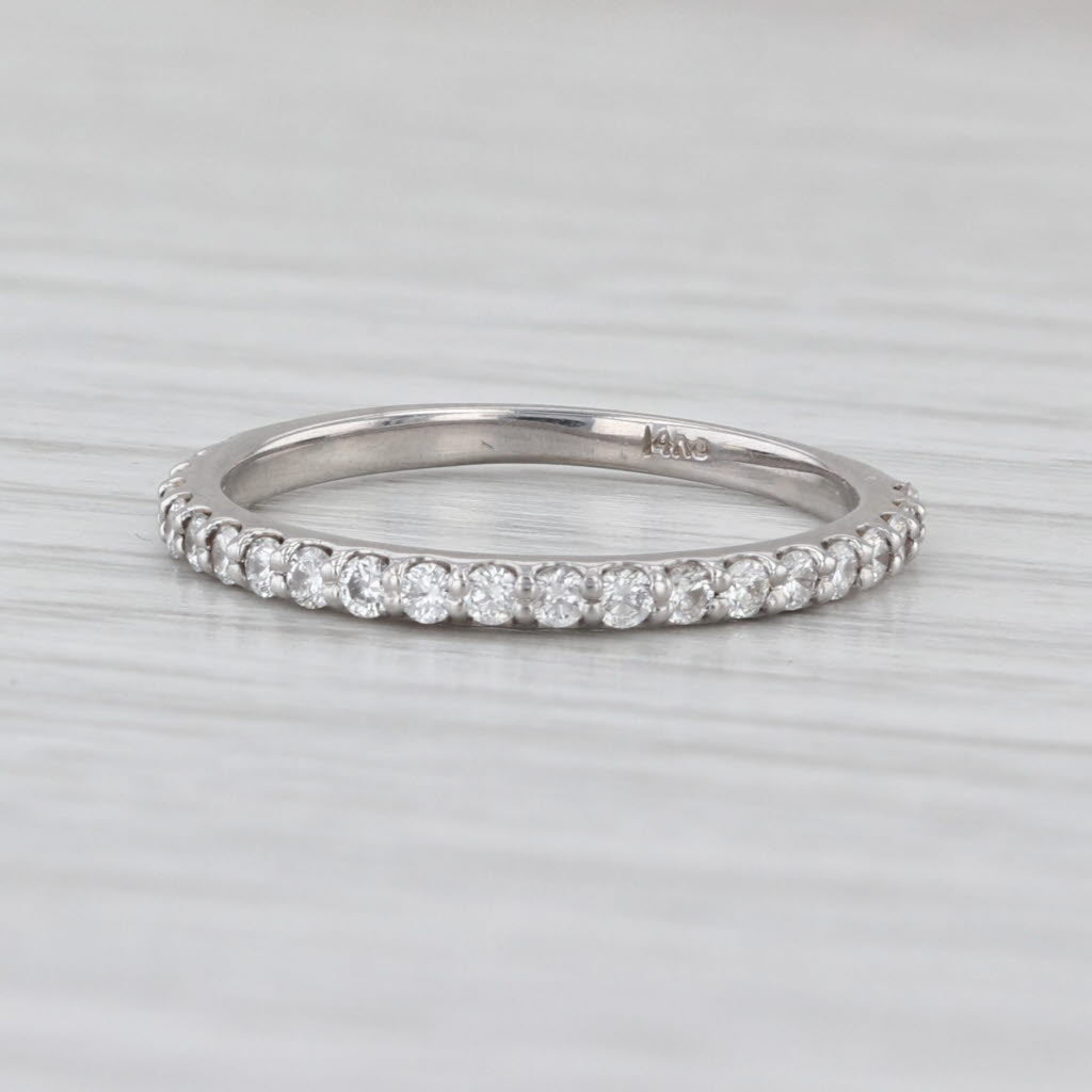 0.33ctw Diamond Wedding Band 14k White Gold Stackable Anniversary Ring Size 5.5