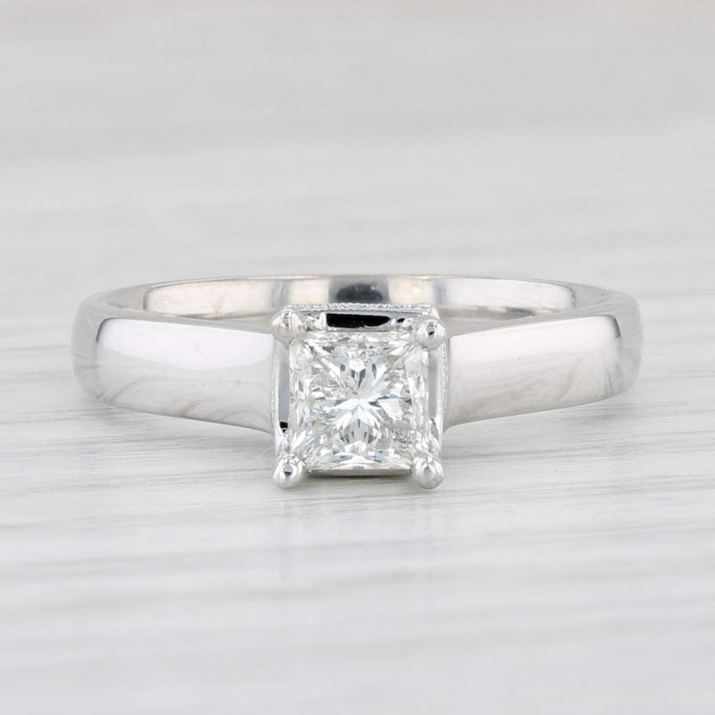 Light Gray 0.77ctw Princess Diamond Engagement Ring 14k White Gold Size 6.75