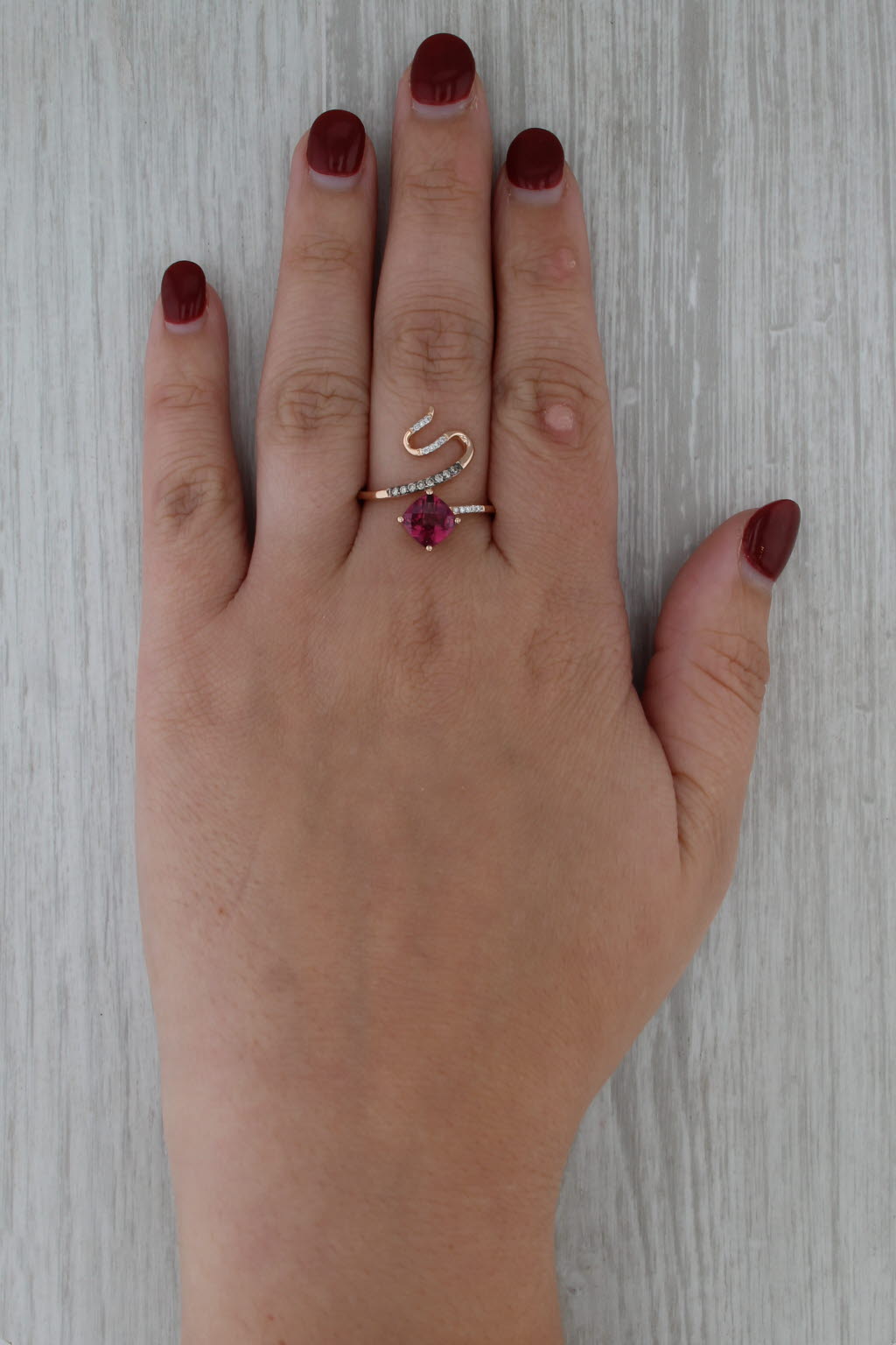 Le Vian 1.91ctw Raspberry Garnet Diamond Snake Ring 14k Rose Gold Size 9.75
