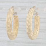 Textured Hoop Earrings 14k Yellow Gold Snap Top Round Hoops