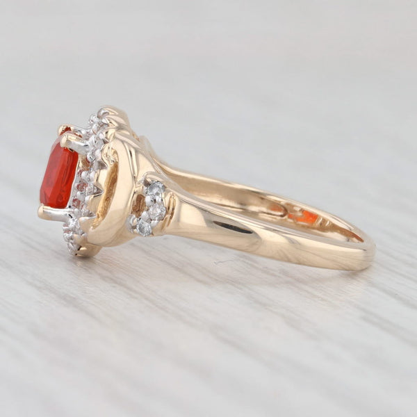 Orange Fire Opal Diamond Halo Ring 14k Yellow Gold Size 6.5