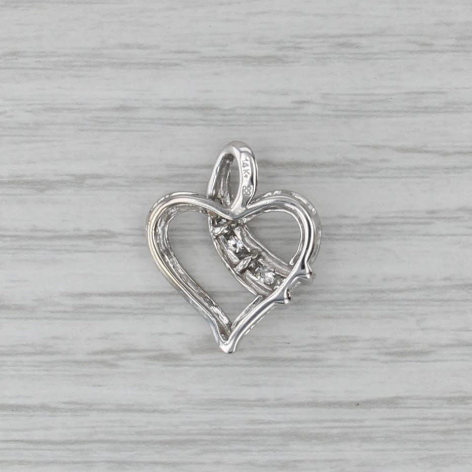 0.16ctw Stylized Diamond Open Heart Pendant 14k White Gold