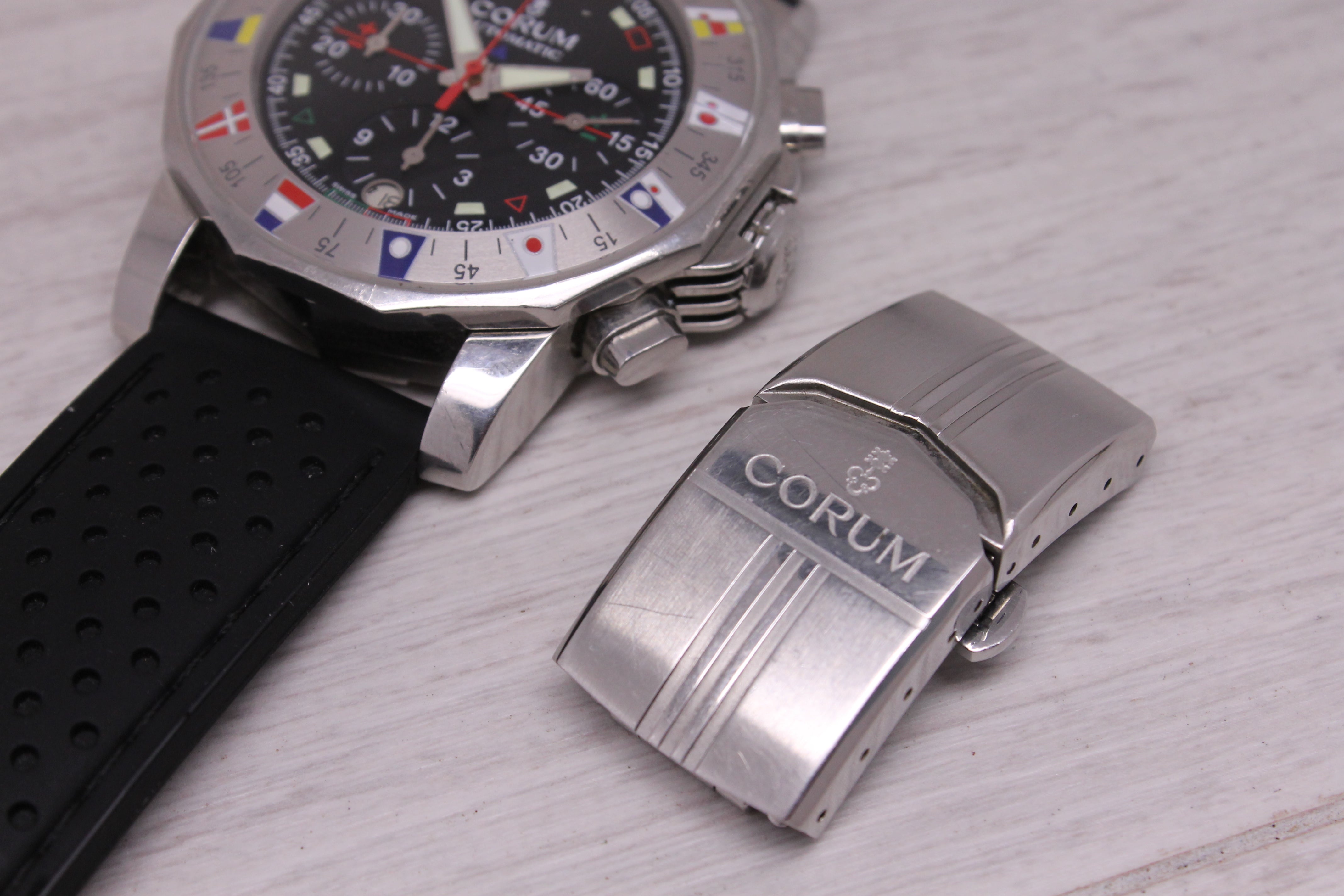 Corum Admirals Cup 285.630.20 Mens Steel 44mm Automatic Chronograph Watch