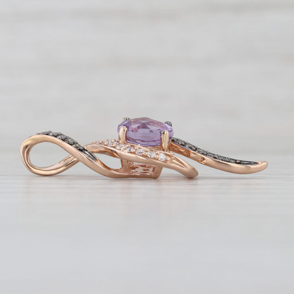 Le Vian 1.35ctw Lilac Amethyst Diamond Swirl Pendant 14k Rose Gold Drop