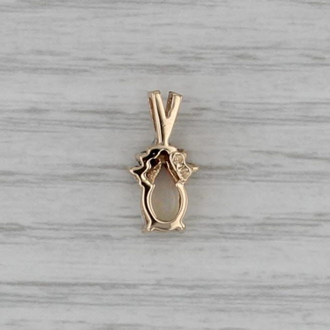 Pear Opal Diamond Pendant 14k Yellow Gold Small Teardrop