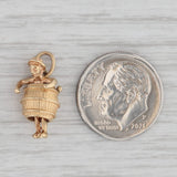 March 15 Man in Barrel and Top Hat Charm 14k Yellow Gold Pendant Souvenir