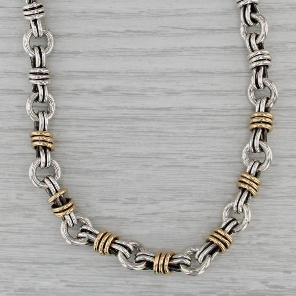 17" Peanut Chain Necklace Sterling Silver Toggle Clasp Italian